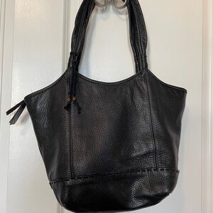The Sak Classic Black Leather Tote with Double Straps